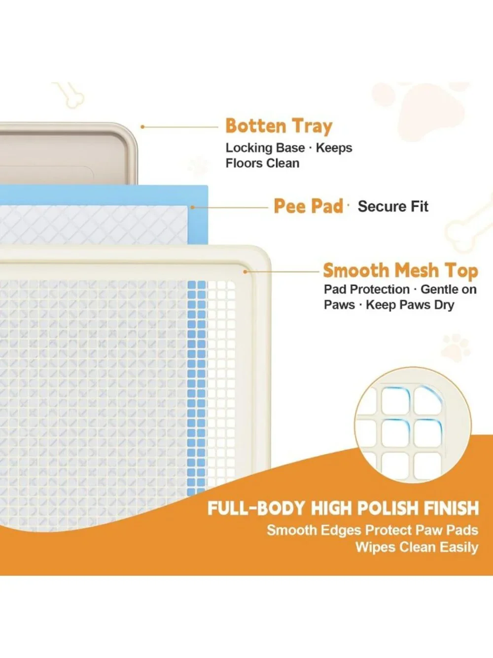 Indoor Dog Potty Tray for Puppies - 22x22 In, Easy-Clean, Leak-Resistant